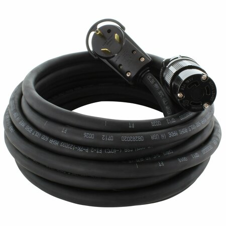 AC WORKS 25ft 30A 125V NEMA TT-30P to NEMA L5-30R Rubber Extension Cord With Handle TT30L530-025